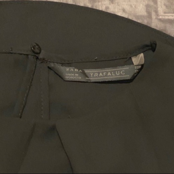 Zara Trafaluc Blouse Black ruffle asymmetrical top Size S - Picture 3 of 5